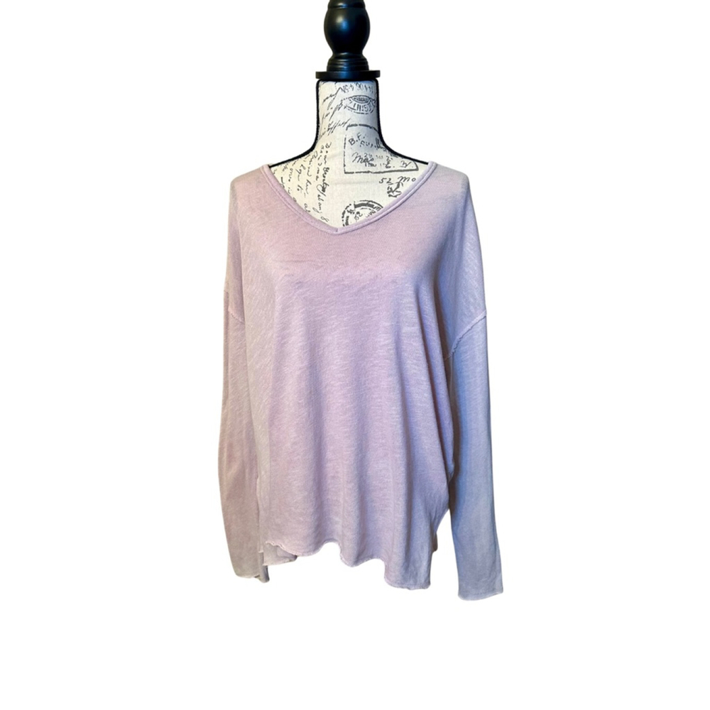 Project Social T Extra Small Light Pink Distressed Longsleeve V Neck Shirt